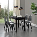 Eethoek Lendava 5-delig tafel met 4 stoelen zwart en grijs, Huis en Inrichting, Complete eetkamers, Nieuw, Verzenden