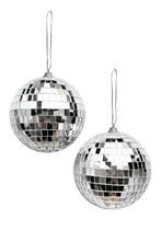 2x Discobal 10 cm Klein Kerstballen Discobol Spiegelbol Kers, Ophalen of Verzenden, Nieuw, Feestartikel, Carnaval