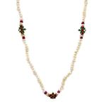 Vintage parel collier met robijn en emaille 14 krt, Ophalen of Verzenden, Nieuw