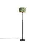 Zwarte vloerlamp met velours kap pauw met goud 35 cm - Parte, Nieuw, Overige materialen, Klassiek / Antiek, 150 tot 200 cm