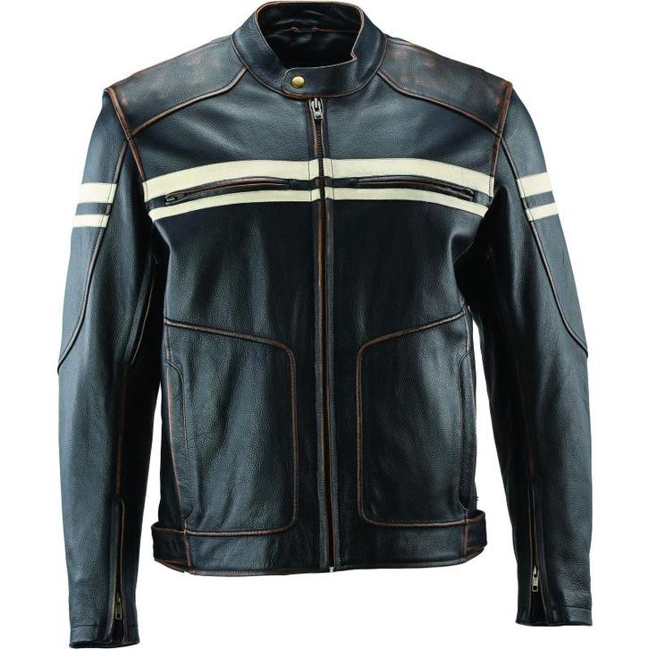 River Road Hoodlum Vintage Leather Jacket Black - Large -, Auto diversen, Tuning en Styling, Ophalen of Verzenden