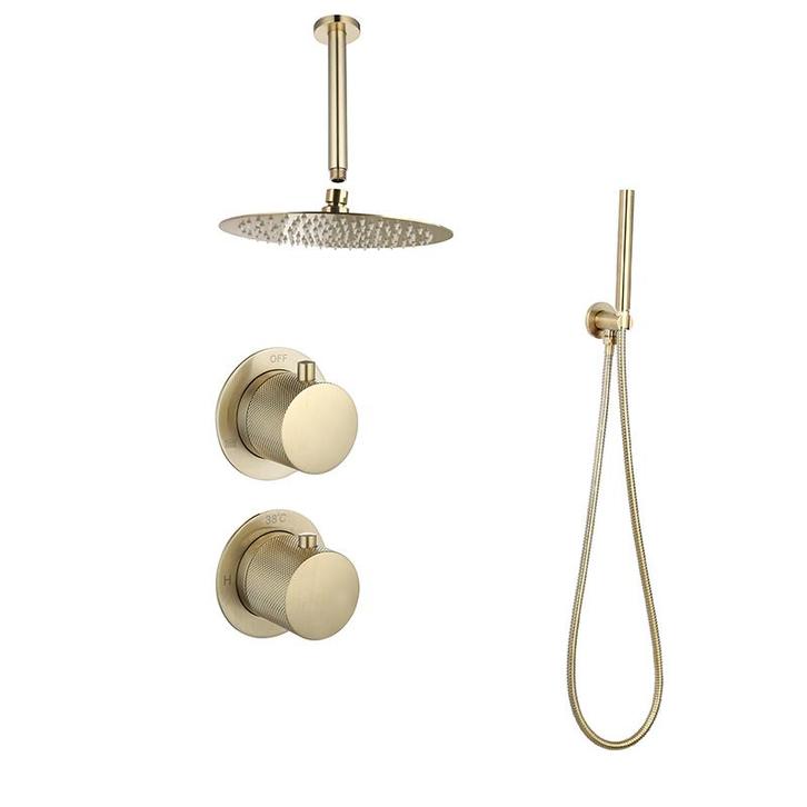 Sani Royal Inbouw Regendouche Doucheset Goud Messing, Doe-het-zelf en Verbouw, Sanitair