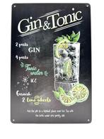 Metalen Wandbord - Gin &amp; Tonic, Ophalen of Verzenden, Nieuw