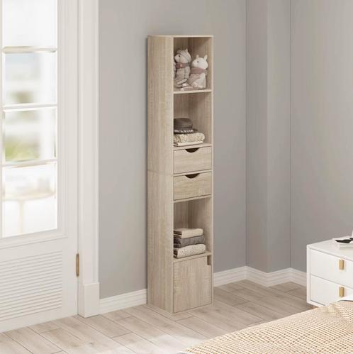 Hoge Boekenkast Licht Eiken - Modern Design 30x24x158cm, Huis en Inrichting, Kasten | Boekenkasten, Minder dan 25 cm, Met lade(s)