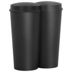 vidaXL Prullenbak dubbel 50 L zwart, Verzenden, Nieuw
