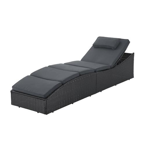 Ligbed / Zonnebed Lamia - Zwart - Polyrotan - Verstelbare ru, Tuin en Terras, Ligbedden, Nieuw, Verzenden