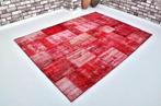 Rood Oushak vintage patchwork vloerkleed - Vloerkleed - 244, Nieuw