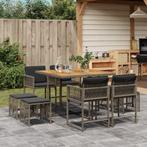 vidaXL 9-delige Tuinset met kussens poly rattan grijs, Nieuw, 8 zitplaatsen, Tuinset, Verzenden