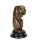 sculptuur, Art deco konijn - 16 cm - Brons, Marmer