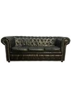 Sofa - CHESTERFIELD - Leder - Zwart-groene kleur.