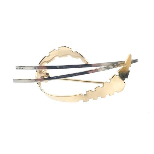 Bicolor fantasie broche (zirconia, vintage, gouden broche), Sieraden, Tassen en Uiterlijk, Broches, Overige kleuren, Gebruikt