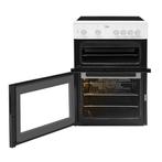 Beko ETC611W Fornuis 60cm Dubbele oven Keramische Kookplaat, Keramisch, Nieuw, 85 tot 90 cm, Grill