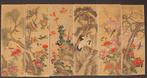 Pittoreske vogels en bloemen set, gesigneerd - Zijde - Korea