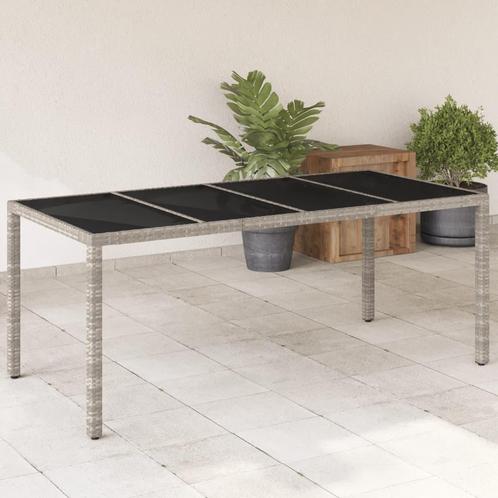 vidaXL Tuintafel met glazen blad 190x90x75 cm poly rattan, Tuin en Terras, Tuintafels, Nieuw, Verzenden
