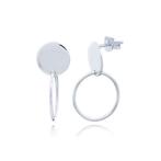Zilveren cirkel disc oorsteker met ringetje, Sieraden, Tassen en Uiterlijk, Oorbellen, Verzenden, Nieuw, Zilver