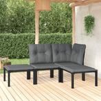 vidaXL 4-delige Loungeset poly rattan zwart en grijs, Verzenden, Nieuw, Rvs, Loungeset