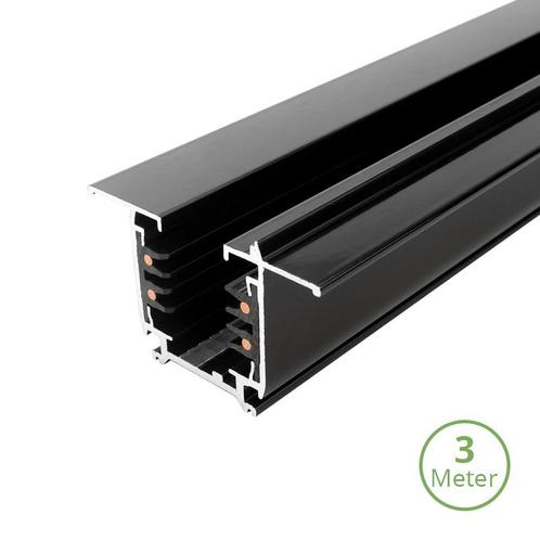 3 Fase Rail | Inbouw | 300cm | Zwart, Huis en Inrichting, Lampen | Plafondlampen, Nieuw, Kunststof, Metaal, Ophalen of Verzenden