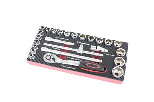 TM 26 Delige 1/2 doppenset foam carbon look inlay, Auto diversen, Autogereedschap, Nieuw, Verzenden