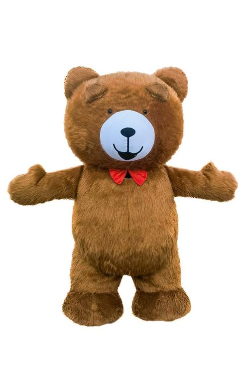 KIMU® Groot Opblaas Kostuum Teddybeer Donkerbruin 3 Meter Op, Kleding | Heren, Carnavalskleding en Feestkleding, Kleding, Nieuw