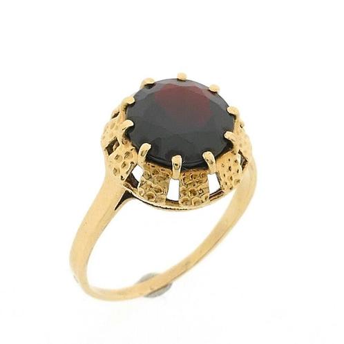 Gouden ring met granaat steen | Vintage, Sieraden, Tassen en Uiterlijk, Ringen, Goud, Gebruikt, Goud, Verzenden