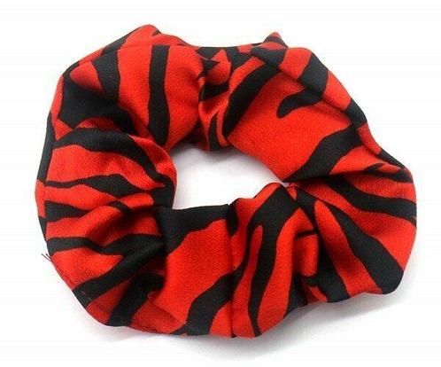 Scrunchie Haarelastiek Zebra Print Zwart Rood, Sieraden, Tassen en Uiterlijk, Uiterlijk | Haarverzorging, Verzenden