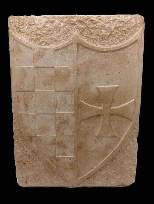 sculptuur, Stemma Araldico Croce Templare - 25 cm -, Antiek en Kunst, Curiosa en Brocante