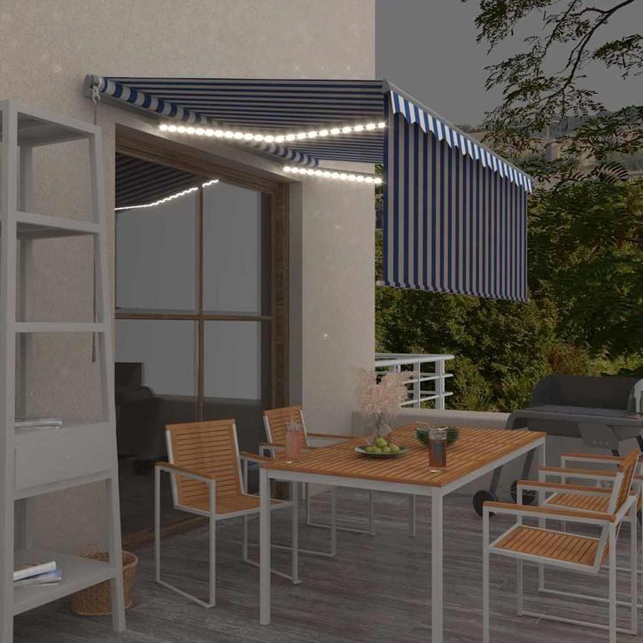 vidaXL Luifel handmatig uittrekbaar rolgordijn LED 3,5x2,5 m, Tuin en Terras, Zonneschermen, Nieuw, Verzenden