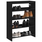 vidaXL Schoenenrek 60x25x81 cm bewerkt hout zwart, Huis en Inrichting, Verzenden, Nieuw