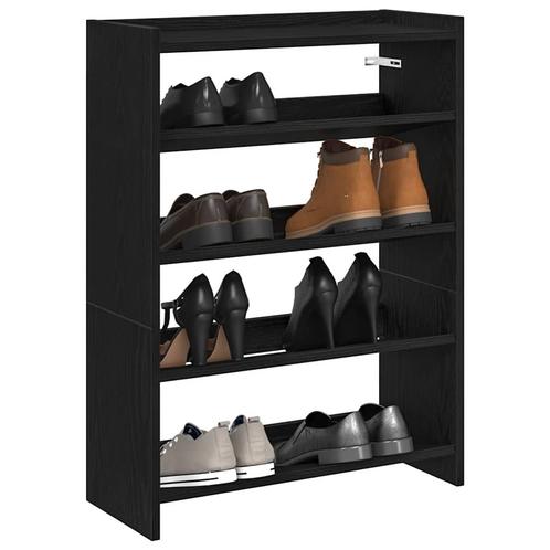 vidaXL Schoenenrek 60x25x81 cm bewerkt hout zwart, Huis en Inrichting, Kasten | Schoenenrekken, Nieuw, Verzenden