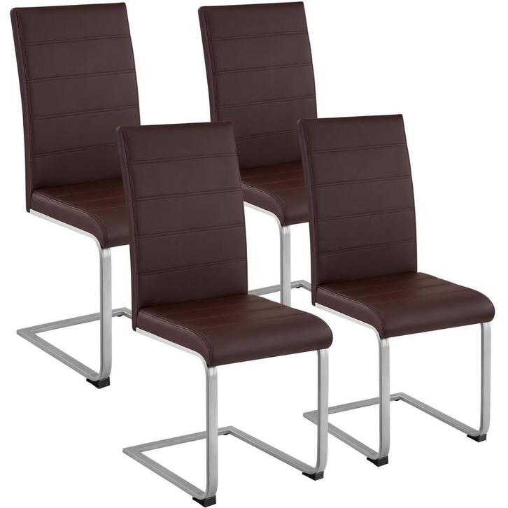 Sledestoelen, kunstleer - bruin, Set van 4, Huis en Inrichting, Stoelen, Verzenden