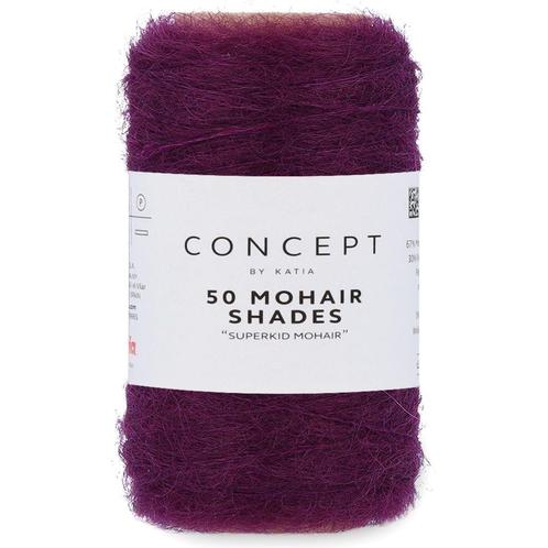 Katia Concept 50 Mohair Shades - 55 aubergine - Mohair Gar, Hobby en Vrije tijd, Breien en Haken, Ophalen of Verzenden