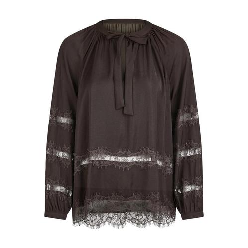 Marc Aurel • bruine blouse met kant • 36, Kleding | Dames, Tops, Bruin, Nieuw, Maat 36 (S), Verzenden