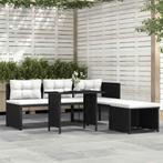 vidaXL 4-delige Loungeset poly rattan zwart, Tuin en Terras, Tuinsets en Loungesets, Verzenden, Nieuw, Rotan, Loungeset