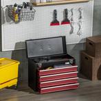 TRUUSK Gereedschapskoffer 4 Laden Slot Staal Zwart+Rood 51x2, Verzenden, Nieuw