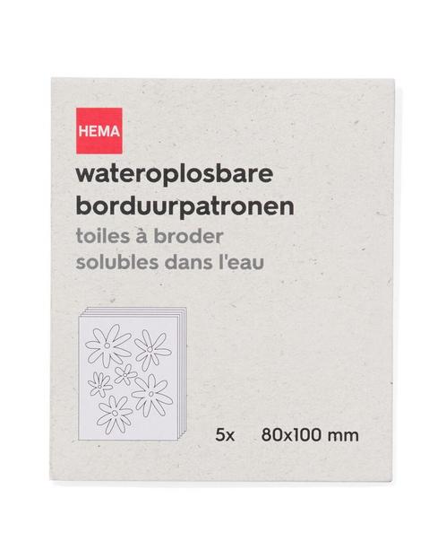 HEMA Wateroplosbare borduurpatronen 8x10cm - 5 stuks, Hobby en Vrije tijd, Naaien en Fournituren, Nieuw, Verzenden