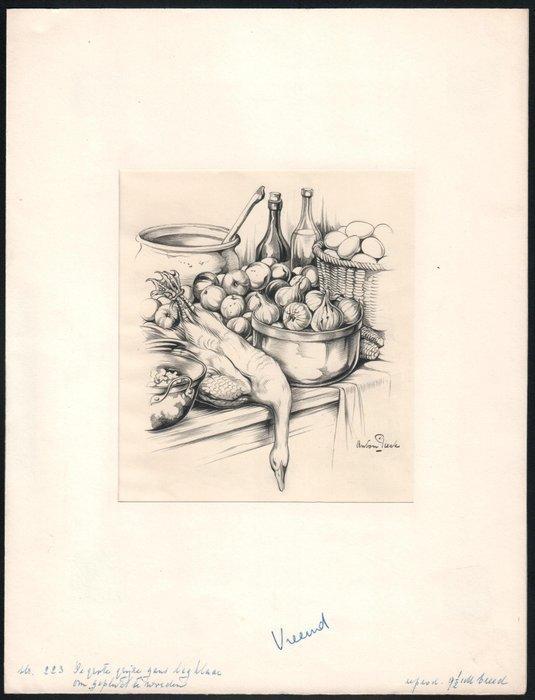 Anton Pieck ( 1895-1987 ) - De grote grijze gans lag klaar, Antiek en Kunst, Kunst | Schilderijen | Klassiek