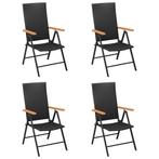 vidaXL Tuinstoelen 4 st poly rattan zwart, Tuin en Terras, Tuinstoelen, Verzenden, Nieuw, Rotan