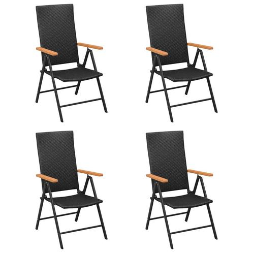 vidaXL Tuinstoelen 4 st poly rattan zwart, Tuin en Terras, Tuinstoelen, Nieuw, Rotan, Verzenden