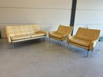 Bank - Synthetisch leder - Mid Century set - twee toelen en