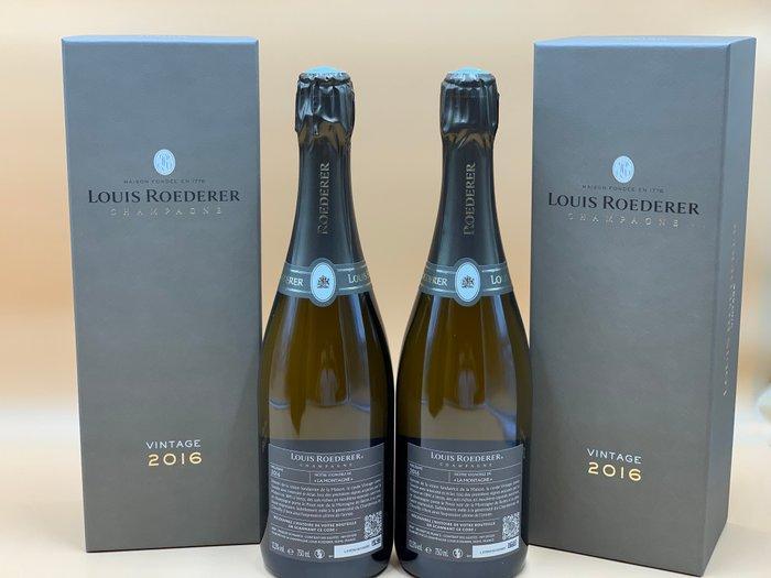 2016 Louis Roederer, Vintage - Champagne Brut - 2 Flessen, Verzamelen, Wijnen
