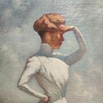 Ecole Française du XXe Siècle - Demoiselle sur falaise, Antiek en Kunst, Kunst | Schilderijen | Klassiek