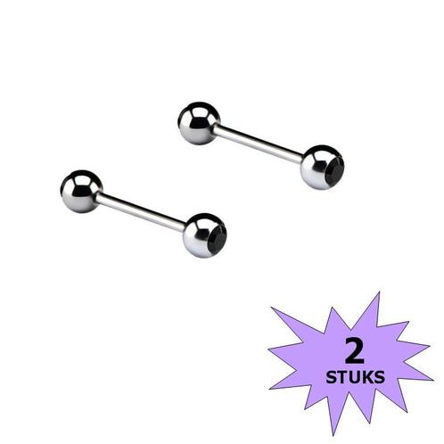 Fako Bijoux® - Barbell Piercing - Kristal - 12mm - Zwart - 2, Sieraden, Tassen en Uiterlijk, Piercings, Verzenden