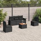 vidaXL 6-delige Loungeset met kussens poly rattan zwart, Tuin en Terras, Verzenden, Nieuw, Rotan, Loungeset