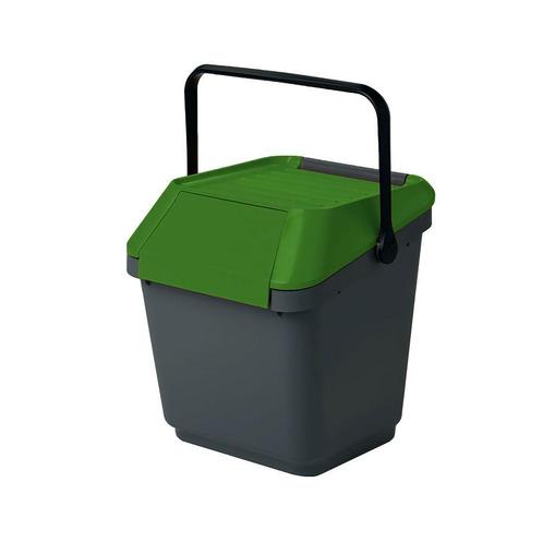 Stapelbare afvalbak Easymax 35 ltr grijs - groen, Huis en Inrichting, Woonaccessoires | Prullenbakken, Nieuw, Verzenden