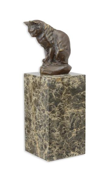 BRONZEN BEELD VAN EEN ZITTENDE KAT (Beeldjes - Decoratie) beschikbaar voor biedingen