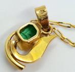 Hanger - 18 karaat Geel goud Smaragd - 18kt. geel goud, Sieraden, Tassen en Uiterlijk, Antieke sieraden