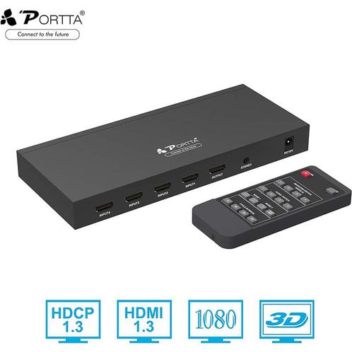 Portta - HDMI Switch - 4x1 Quad Multi-Viewer - 720p/1080p -, Doe-het-zelf en Verbouw, Elektra en Kabels, Verzenden