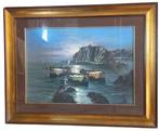 Mario Galanti (XX) - Paysage marin avec bateaux et pêcheurs, Antiek en Kunst, Kunst | Schilderijen | Klassiek