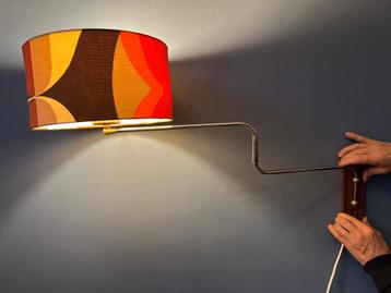 Space Age Swing-Arm Wall Lamp with Orange Flower Shade beschikbaar voor biedingen