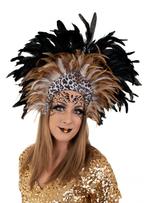 Grote Verentooi Bruin Panterprint Burlesque Hoofdtooi Carnav, Kleding | Dames, Ophalen of Verzenden, Nieuw, Carnaval